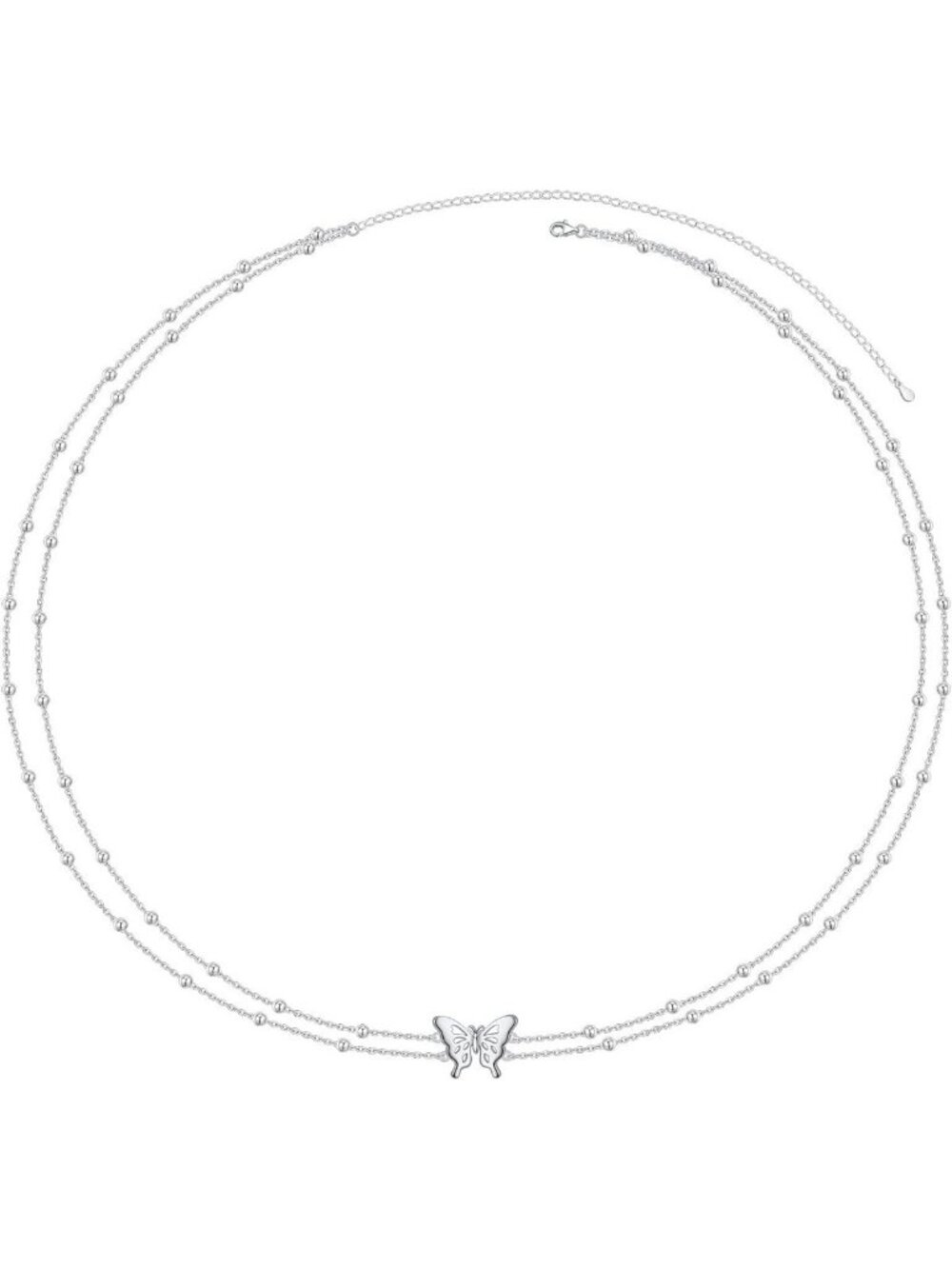 Layered Sterling Silver Waist Chain for Women - Adjustable 30-38" Body Jewelry